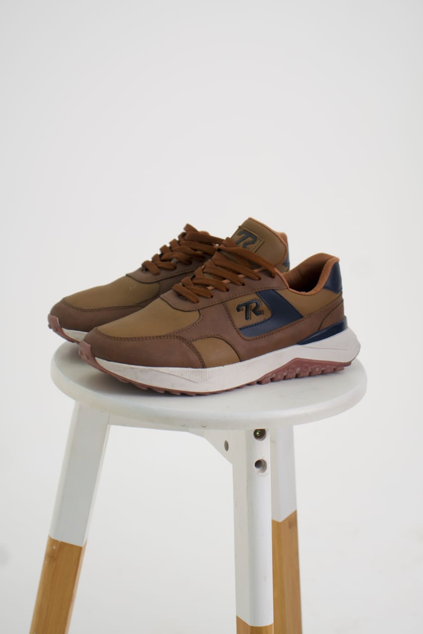 ZAPATO CASUAL MARRON - AZUL - HOMBRE