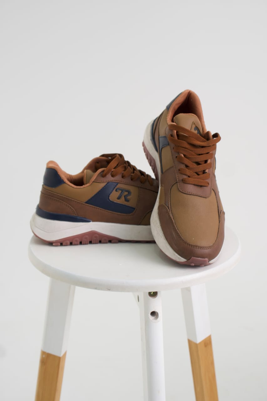 ZAPATO CASUAL MARRON - AZUL - HOMBRE